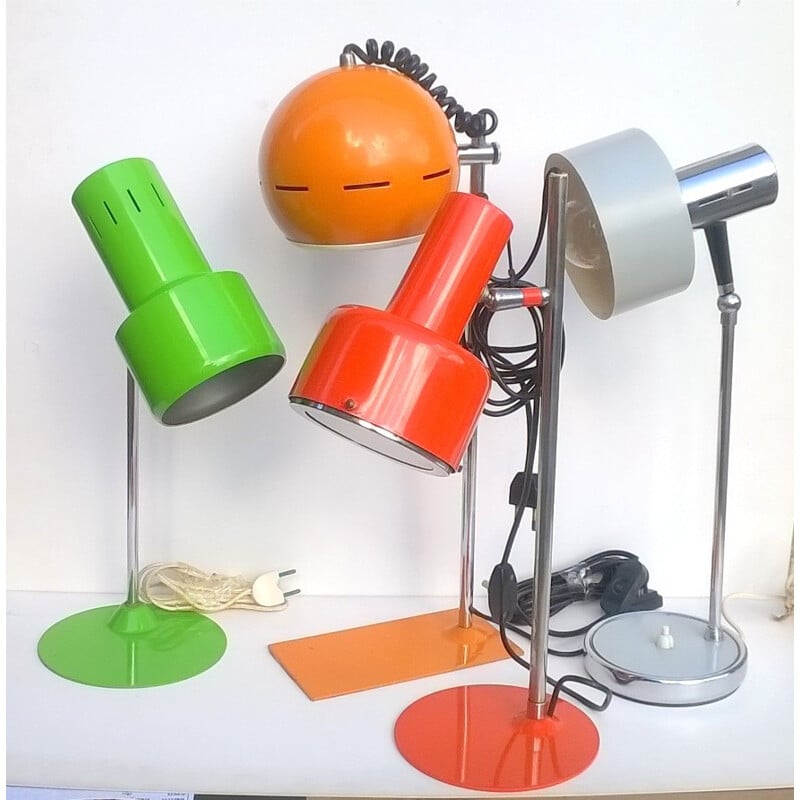 Set of Italian table lamps in multicolored aluminum - 1960s