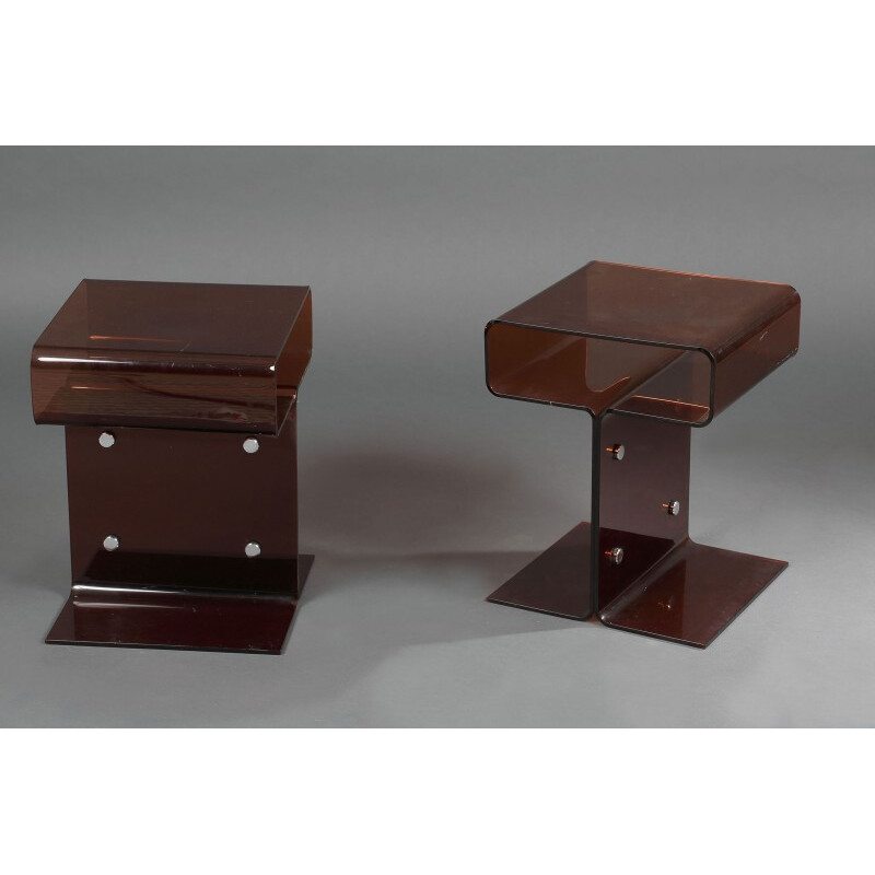 Pair of night stand in plexiglas - 1970s