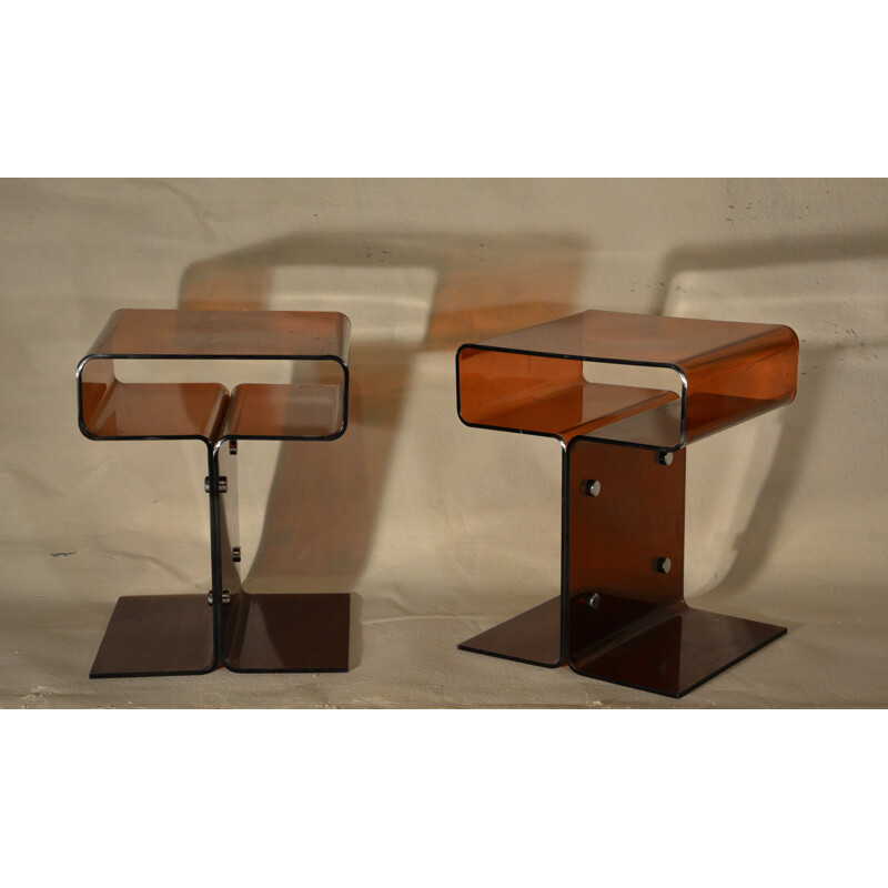 Pair of night stand in plexiglas - 1970s