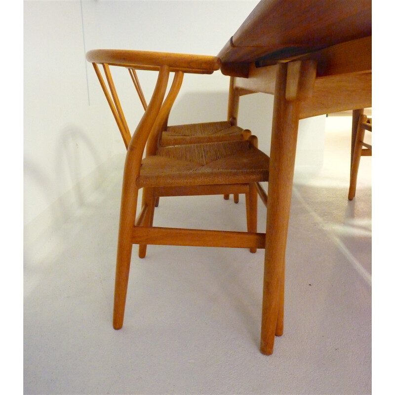 Set of table and 4 chairs Andreas Tuck in teck, Hans J. WEGNER - 1950s 