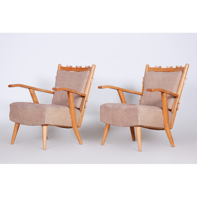 Pair of vintage armchairs by Úluv, 1950