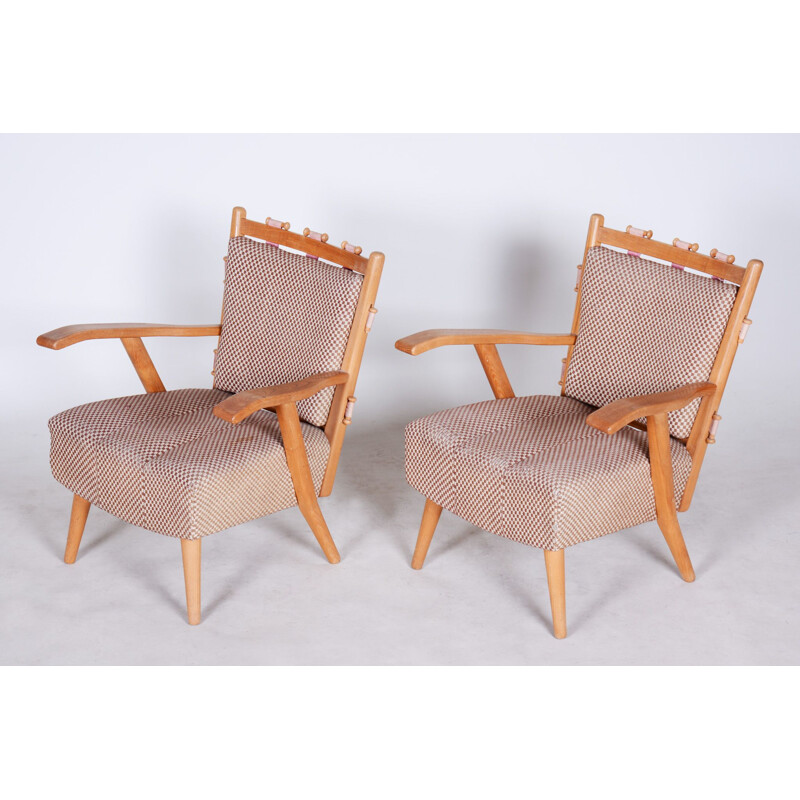 Pair of vintage armchairs by Úluv, 1950