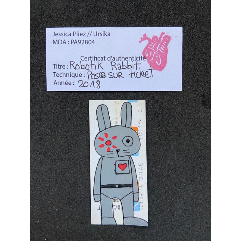 Vintage painting "Robotik Rabbit" by Jessica Pliez, 2018