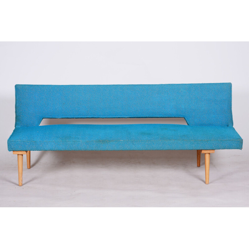 Blue mid century sofa by Miroslav Navrátil, 1950s