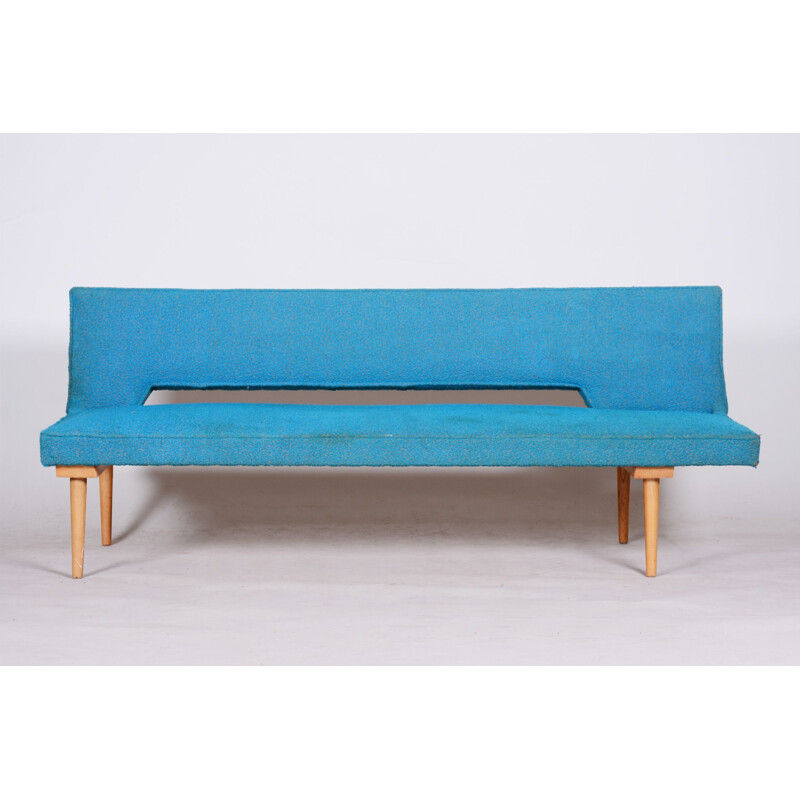 Blue mid century sofa by Miroslav Navrátil, 1950s