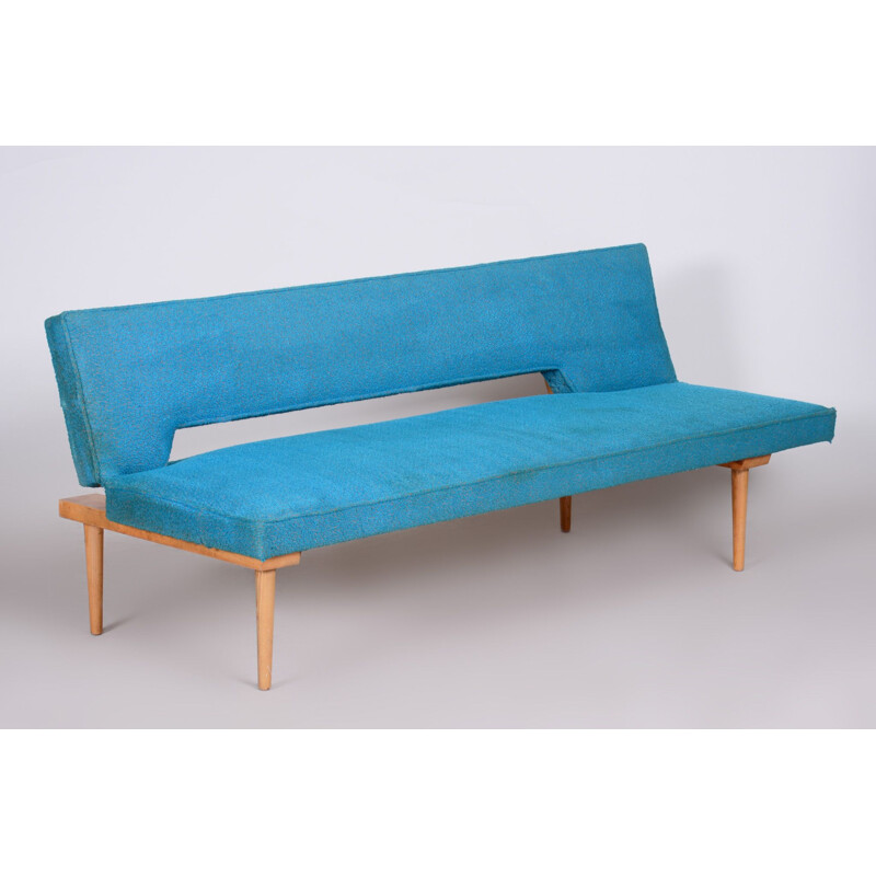 Blue mid century sofa by Miroslav Navrátil, 1950s