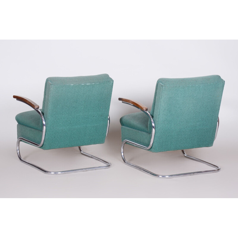 Paire de fauteuils Bauhaus vintage bleus par Marcel Breuer pour Mucke Melder, 1930