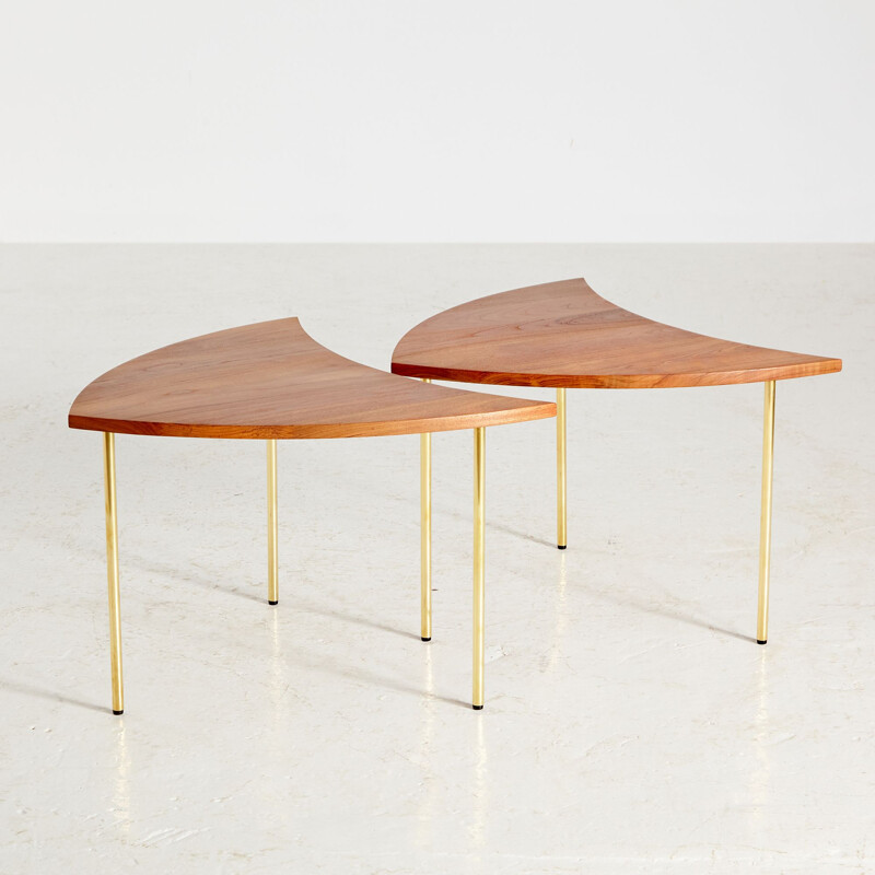 Vintage teak and brass coffee table by Peter Hvidt and Orla Molgaard-Nielsen for France and Son, 1950