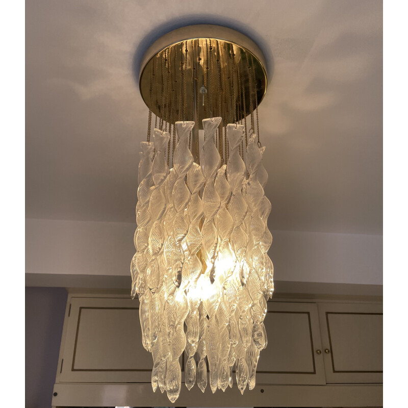 Lámpara de techo vintage de cristal de Murano de Venini