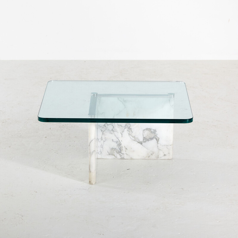 Marble and glass vintage coffee table, 1980s