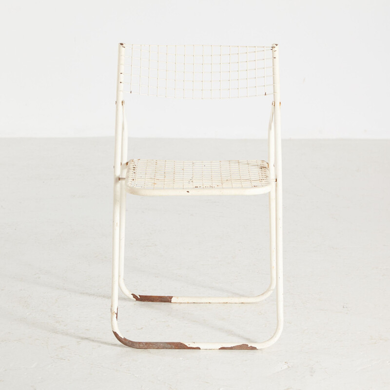 Silla plegable blanca vintage, 1980