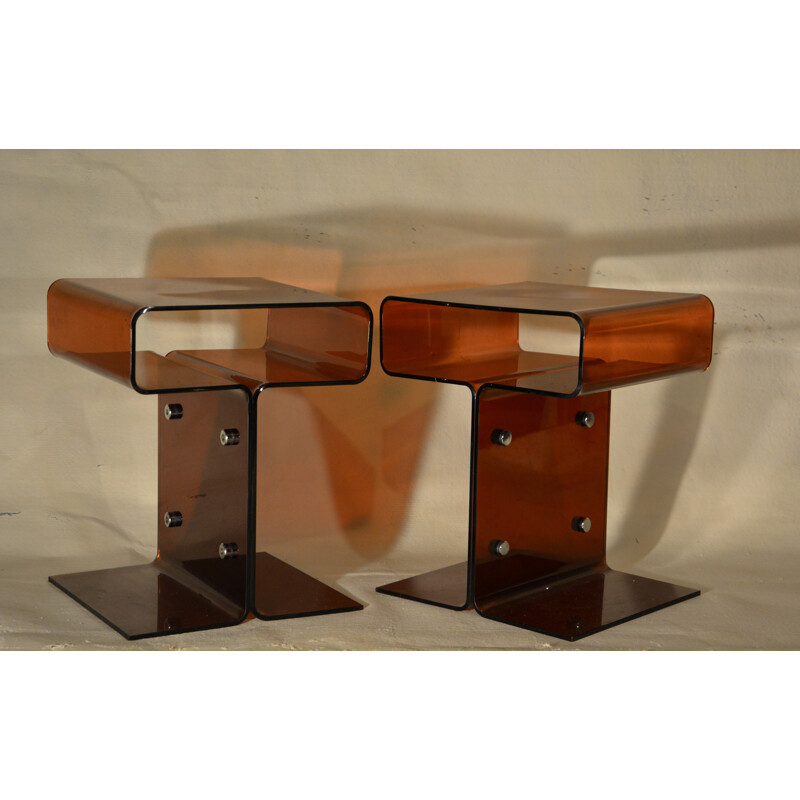 Pair of night stand in plexiglas - 1970s