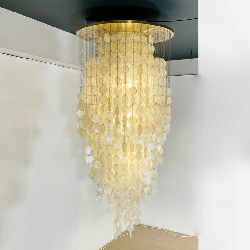 Vintage brass chandelier by Verner Panton, Denmark 1960