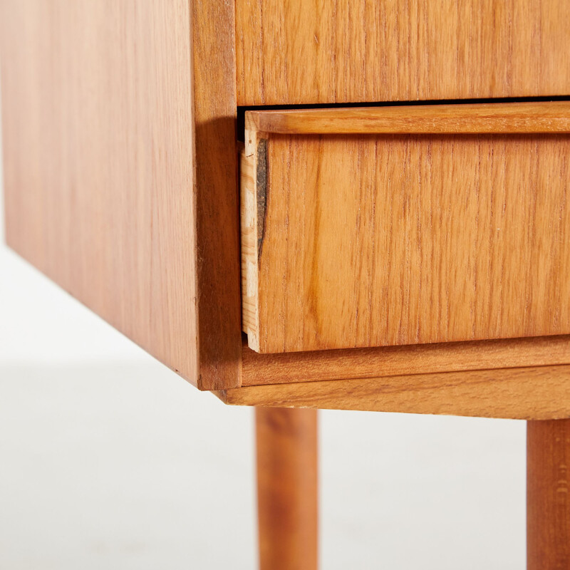 Teak vintage Danish desk with six-drawer, 1960s