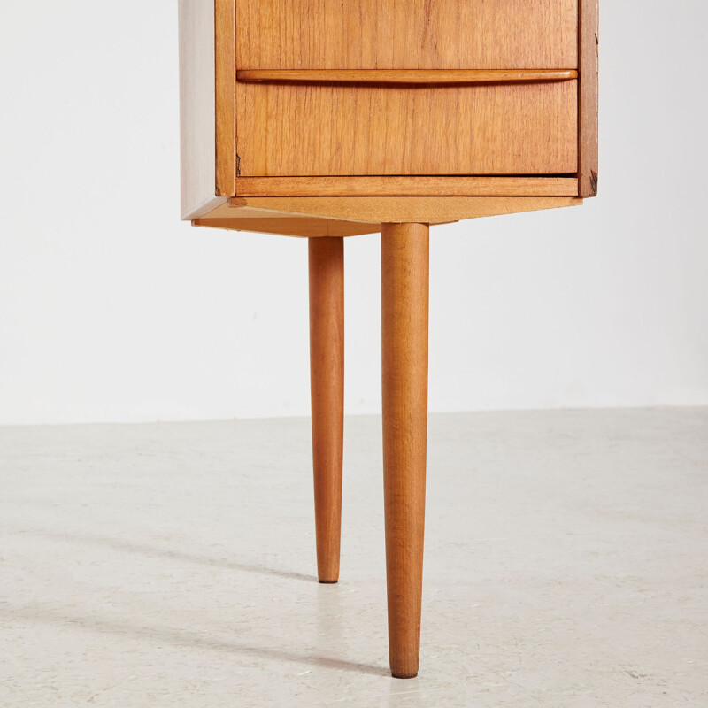 Teak vintage Danish desk with six-drawer, 1960s