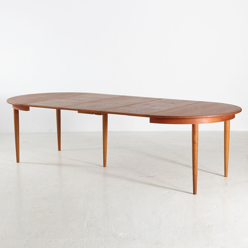 Tavolo vintage in teak con tre allunghe, 1960