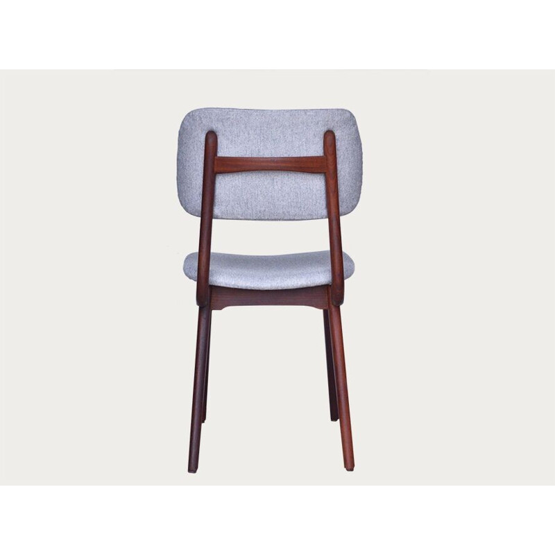 Suite de 4 chaises en teck et tissu gris, Louis VAN TEEFFELEN - 1960