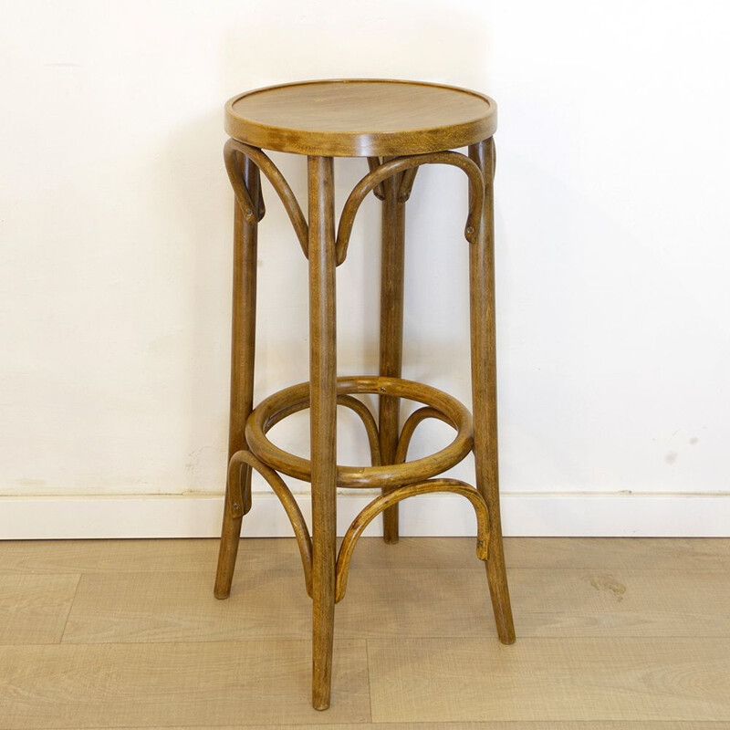 Vintage oakwood bentwood high stool, Czech Republic 1990s