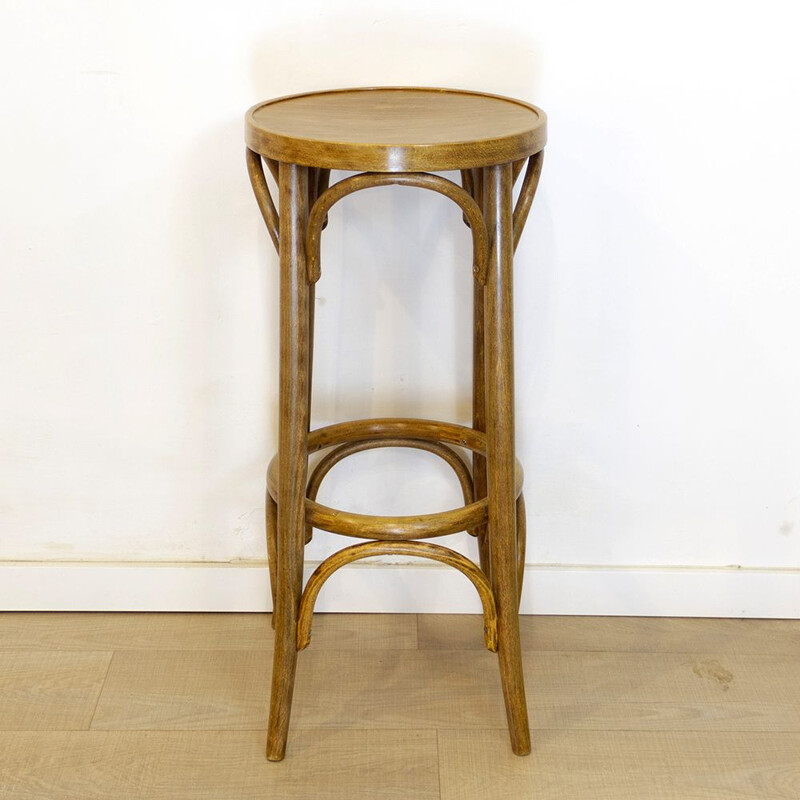 Vintage oakwood bentwood high stool, Czech Republic 1990s