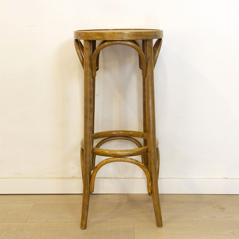 Vintage oakwood bentwood high stool, Czech Republic 1990s