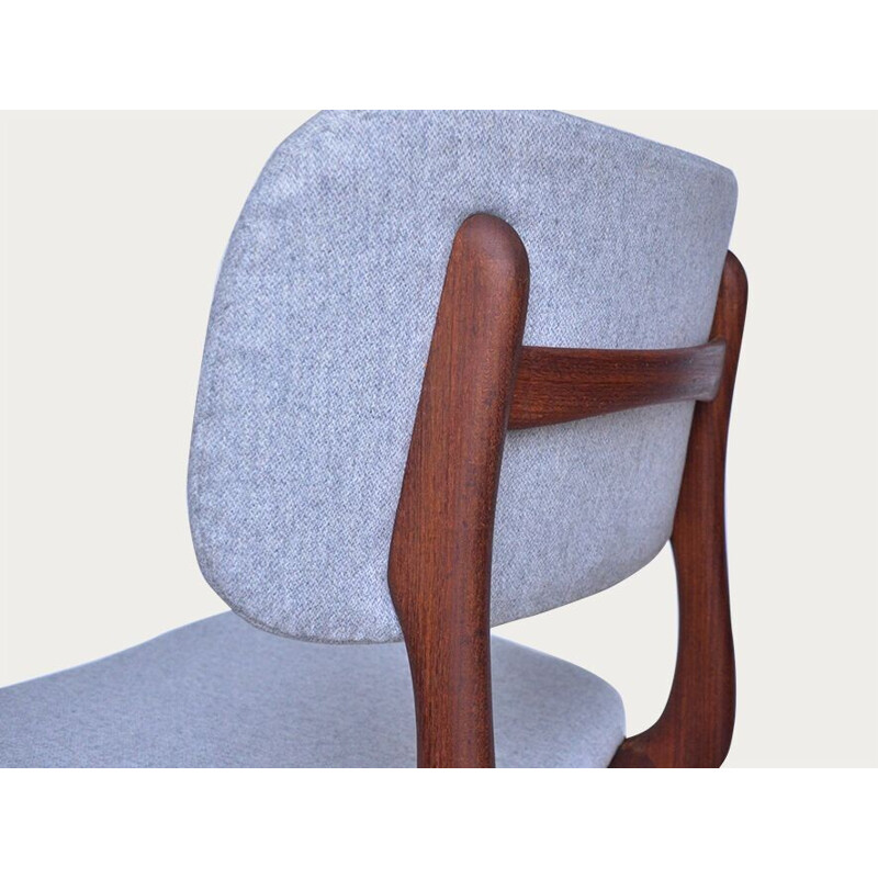 Set of 4 Dutch dining chairs in teak and grey fabric, Louis VAN TEEFFELEN - 1960s