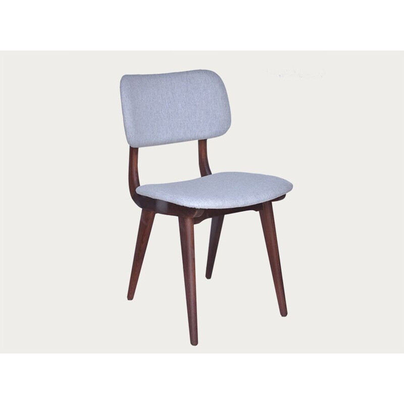Set of 4 Dutch dining chairs in teak and grey fabric, Louis VAN TEEFFELEN - 1960s