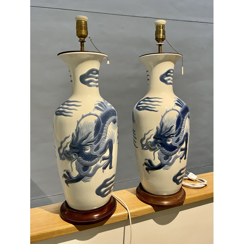 Pair of vintage Lladro vases lamps