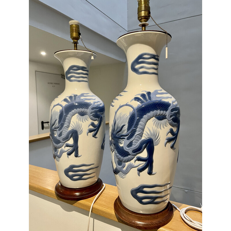Pair of vintage Lladro vases lamps