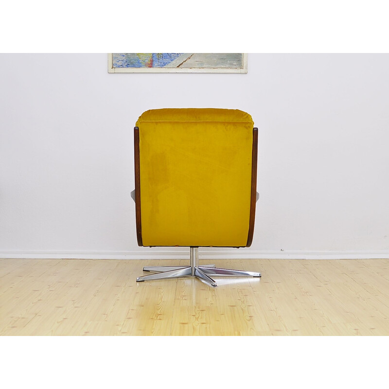 Fauteuil pivotant vintage en velours, 1970