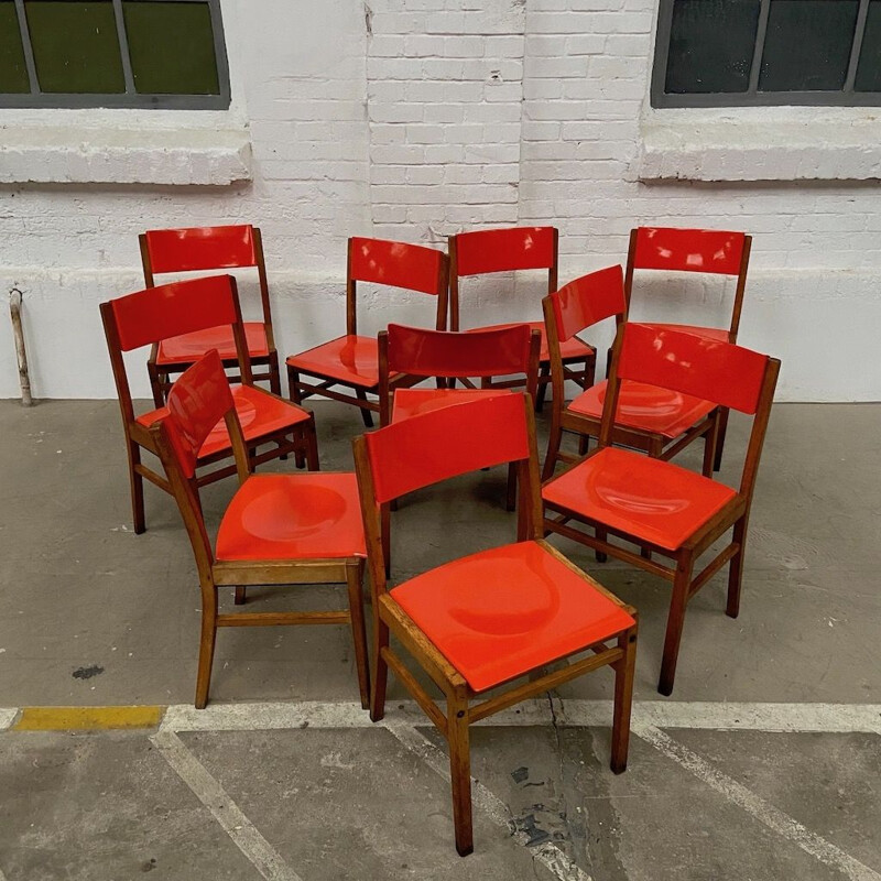 Set of 24 vintage red chairs, Czech Republic 1960-1970s