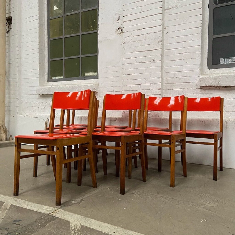 Set of 24 vintage red chairs, Czech Republic 1960-1970s