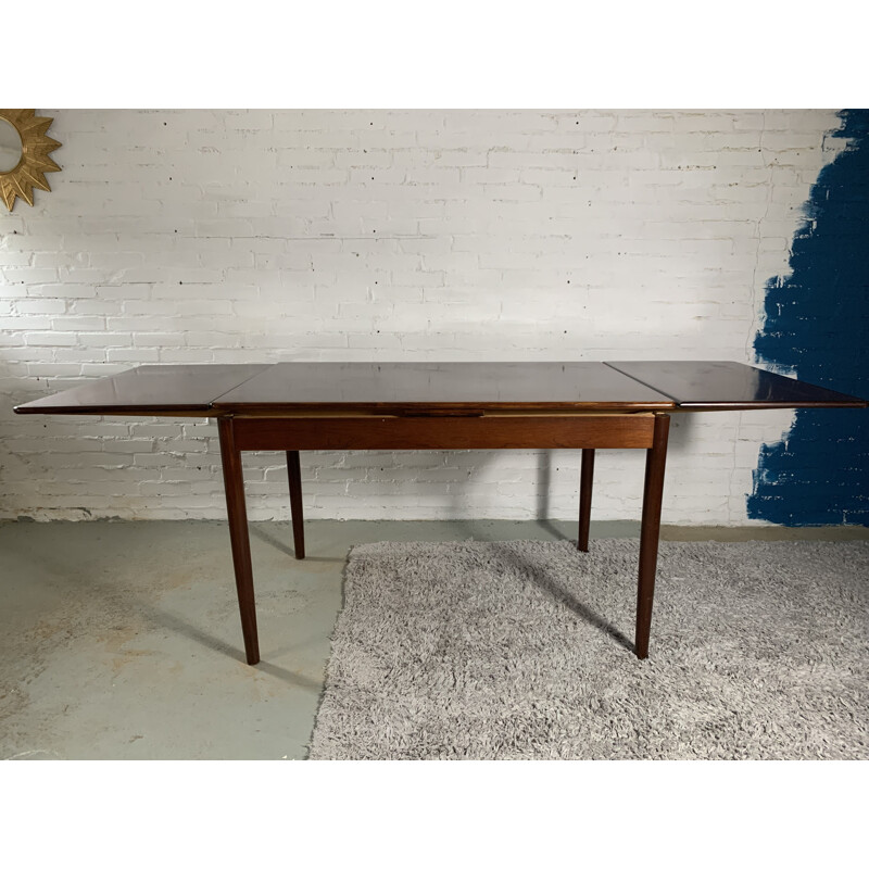 Table danoise vintage en palissandre avec extensions, 1960