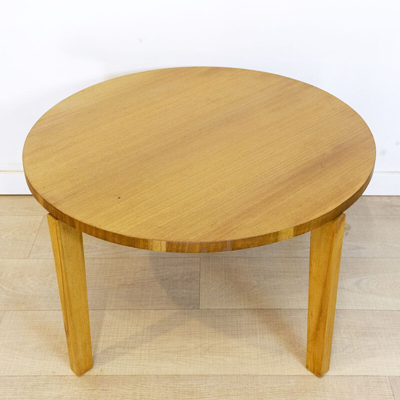 Vintage round teak coffee table, 1960s