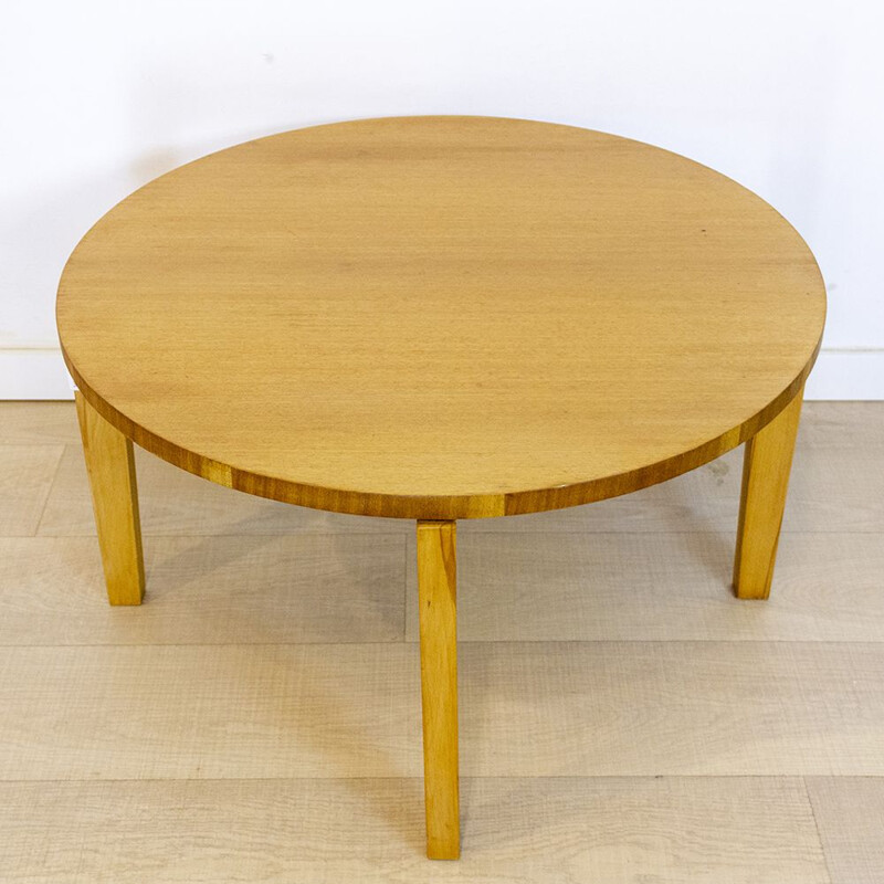 Vintage round teak coffee table, 1960s