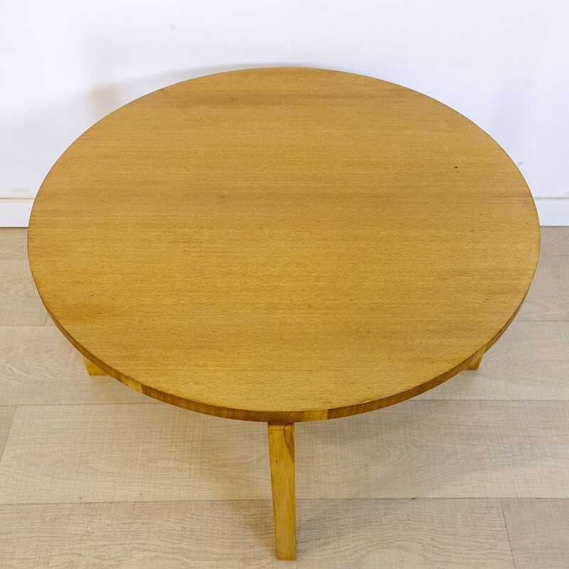 Vintage round teak coffee table, 1960s