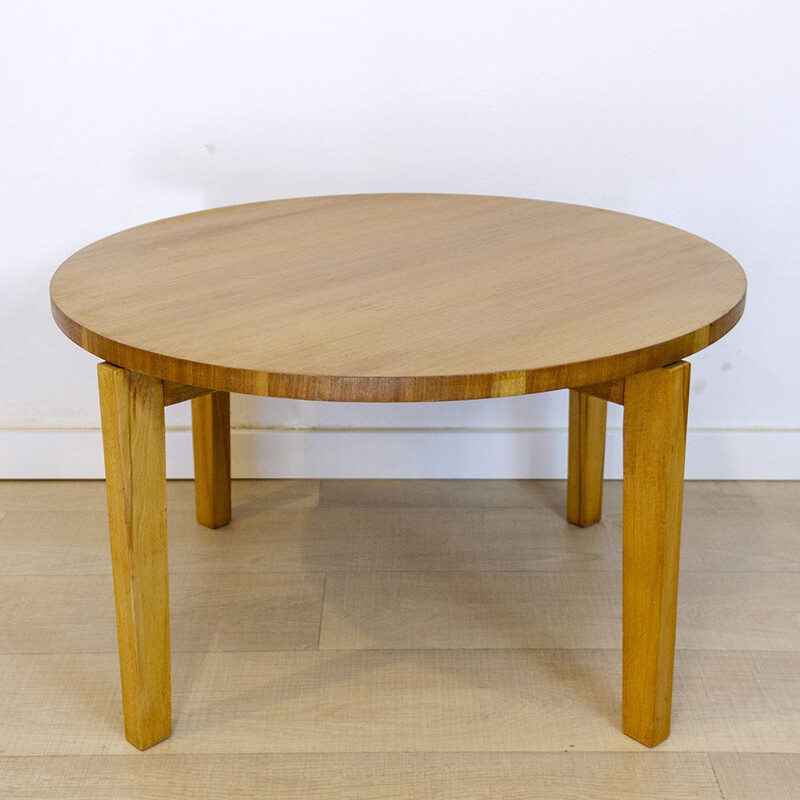 Vintage round teak coffee table, 1960s