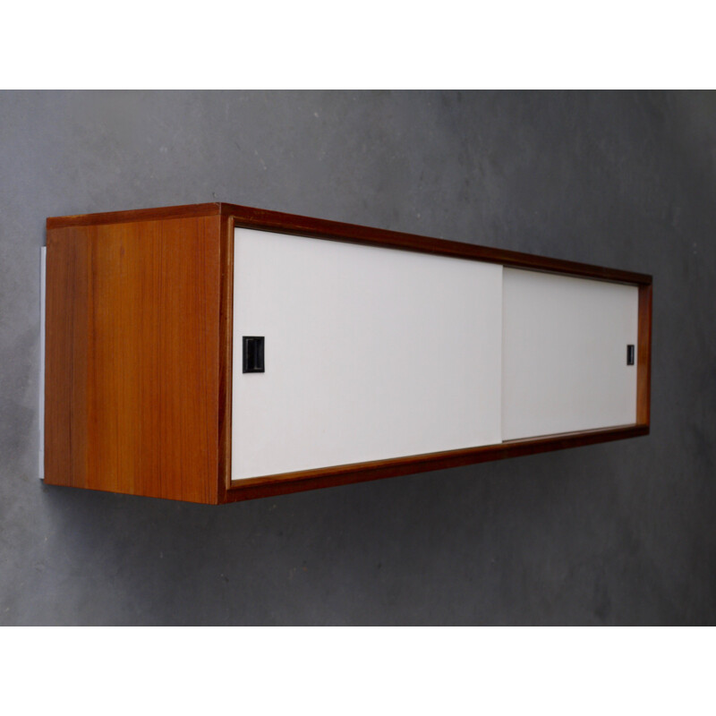 Credenza vintage scandinava a parete galleggiante in teak, 1960