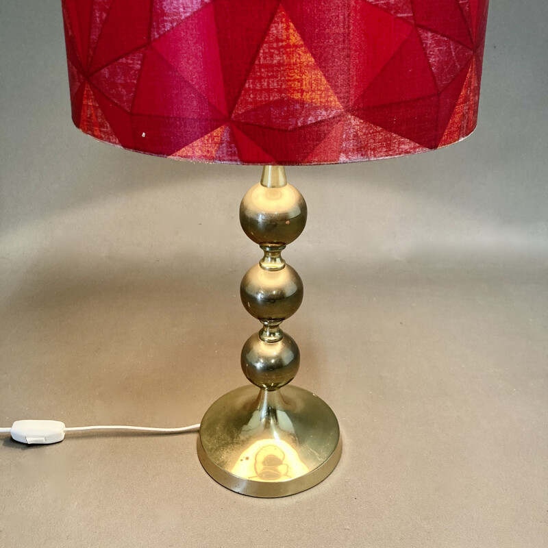 Pair of Scandinavian vintage metal and silk lamps, 1950