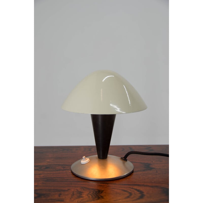 Bauhaus vintage table lamp in metal and bakelite, 1930s