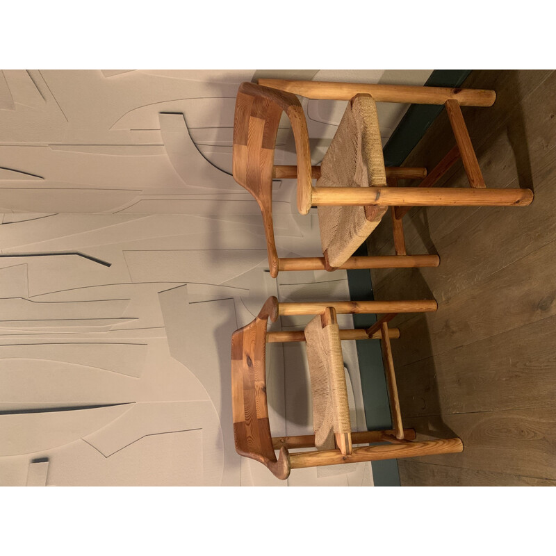Ein Paar Vintage-Sessel aus Kiefer und Tauwerk von Rainer Daumiller