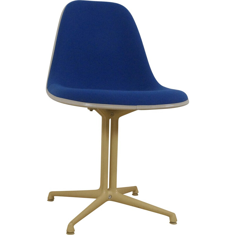 Blue La Fonda side chair in fiber glass and fabric, Charles & Ray EAMES - 1970s