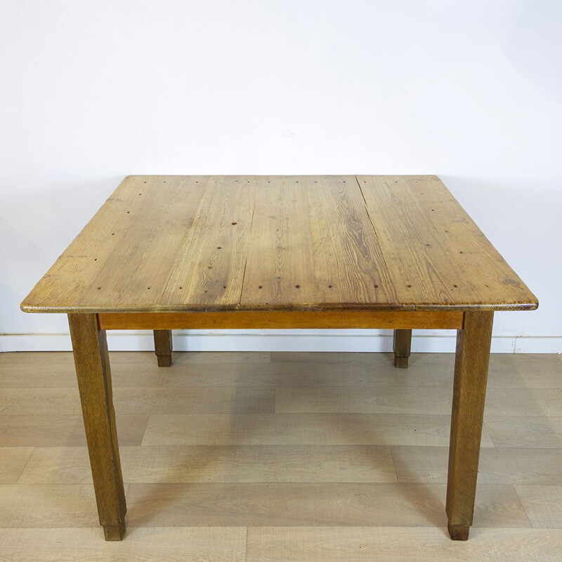 Table carrée vintage rustique, Espagne 1930