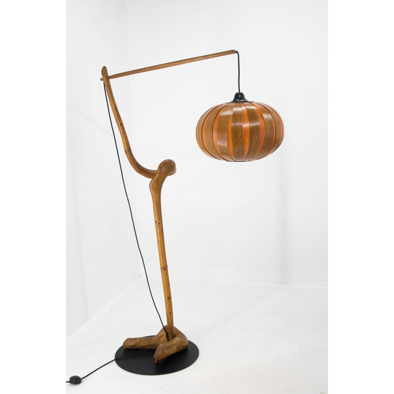 Vintage wooden floor lamp, 1960s