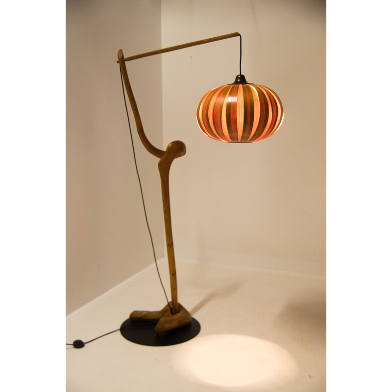 Vintage wooden floor lamp, 1960s