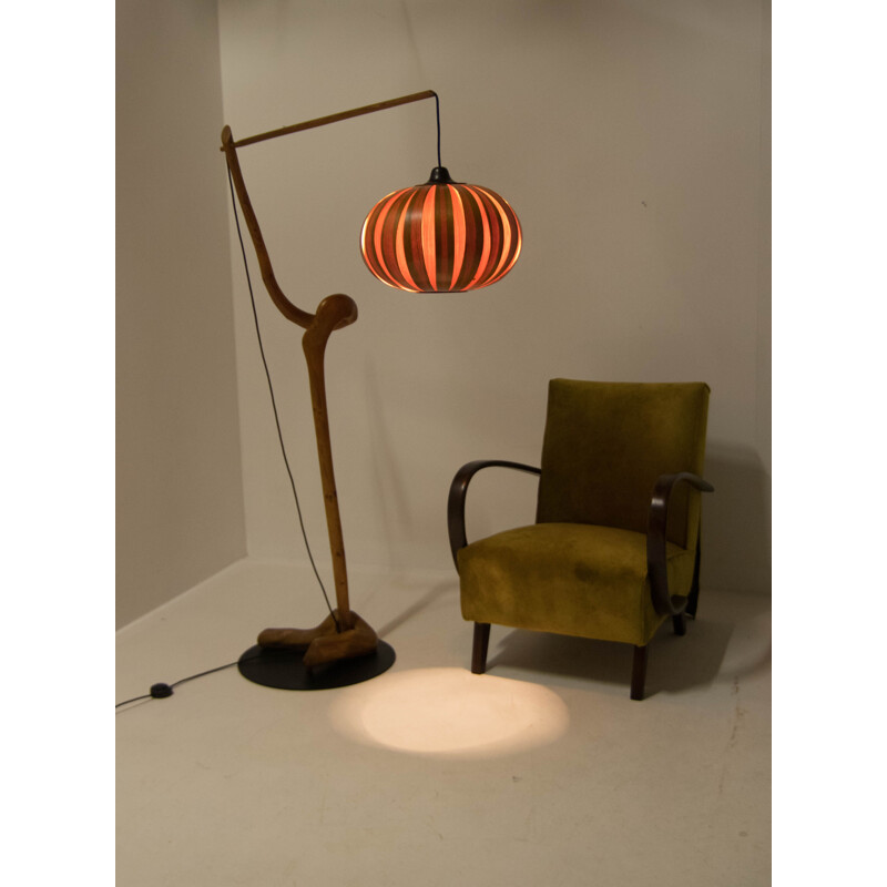 Vintage wooden floor lamp, 1960s