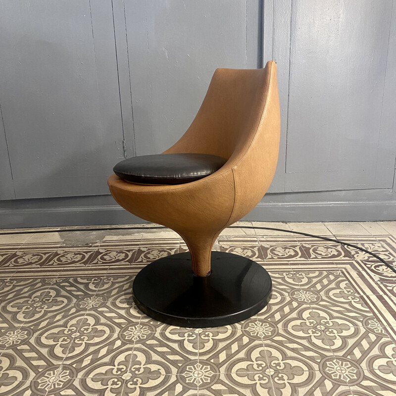 "Polaris" vintage armchair in skai by Pierre Guariche for Meurop, 1960