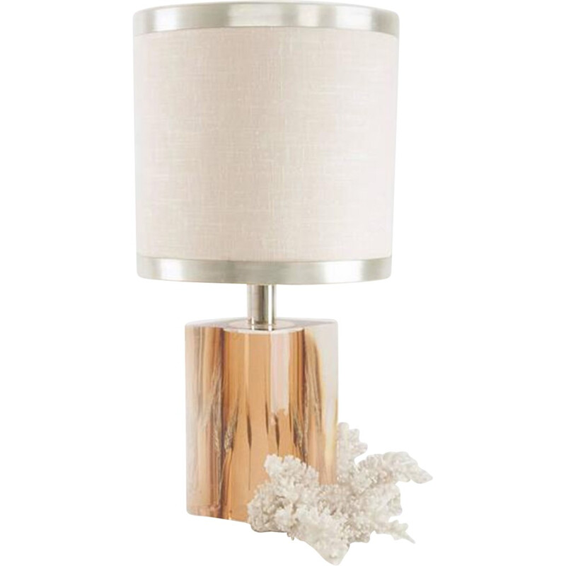 Mid-century table lamp in resin and fabric - 1970s