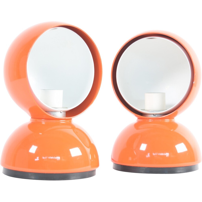 Pair of orange Artemide table lamps in aluminium, Vico MAGISTRETTI - 1960s