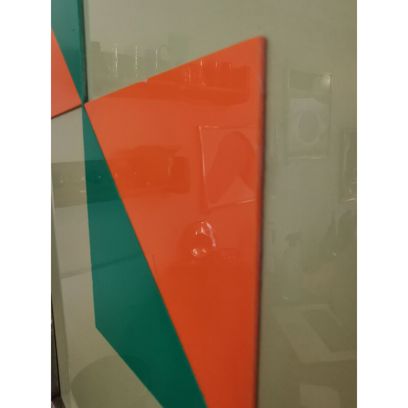 Vintage abstract painting in colored plexi, 1970