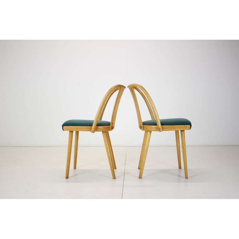 Ensemble de 4 chaises vintage en bois et tissu par Antonin Suman, Tchécoslovaquie 1960